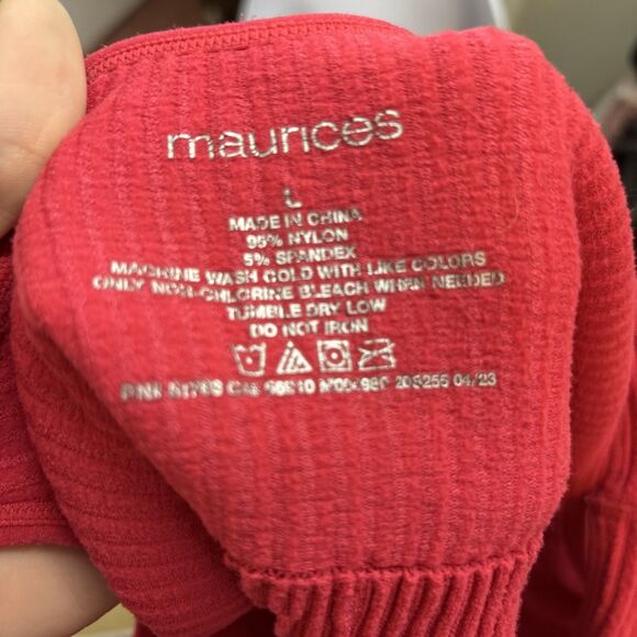 Maurices L Ribbed Knit Crop Tank Top Hot Pink Stretchy Sleeveless Basic - Picture 2 of 4